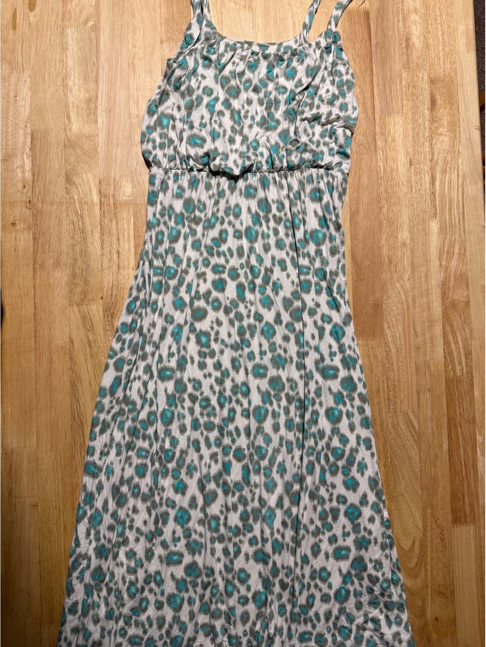 LOFT Women’s Medium Turquoise Animal Print Twist Strap Maxi Dress